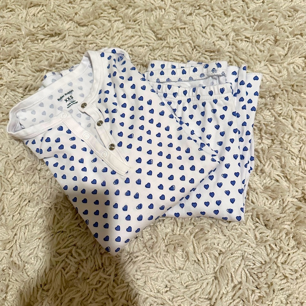 Blue heart roller rabbit pajamas